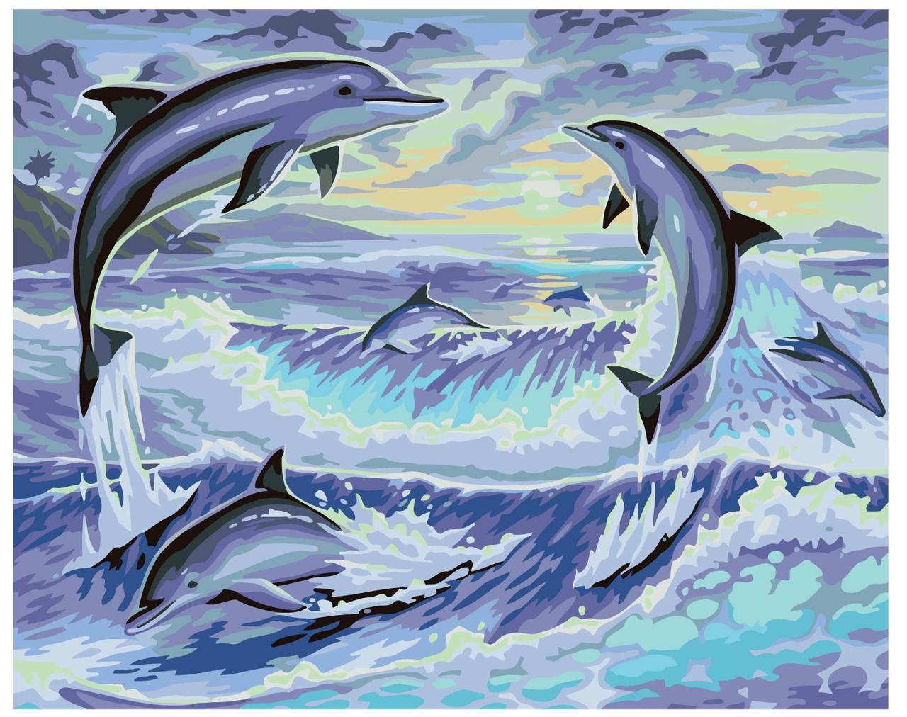 Картина по номерам Дельфины 40 x 50 | KTMK-36068 | SLAVINA
