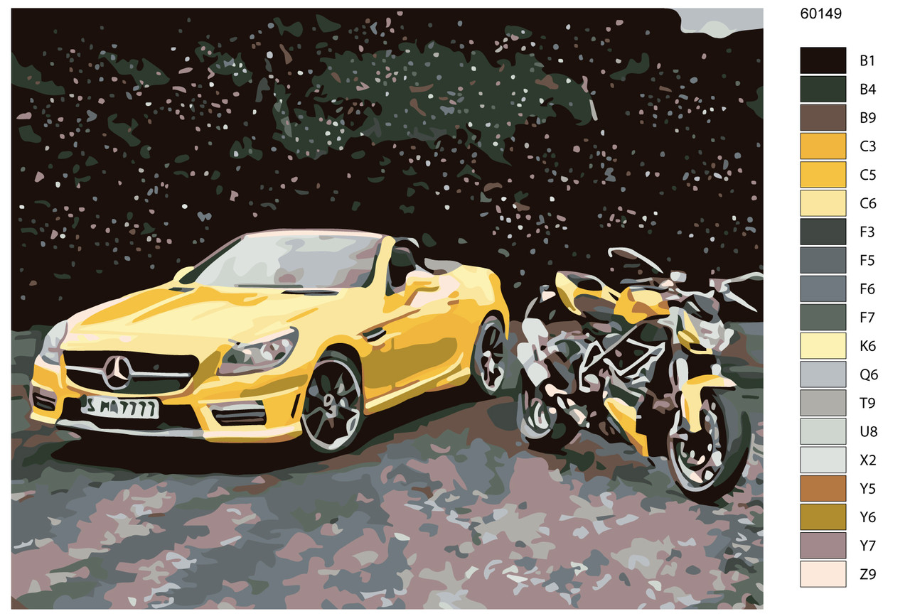 Картина по номерам Мерседес и мотоцикл 40 x 50 | KTMK-60149 | SLAVINA - фото 2 - id-p196791034