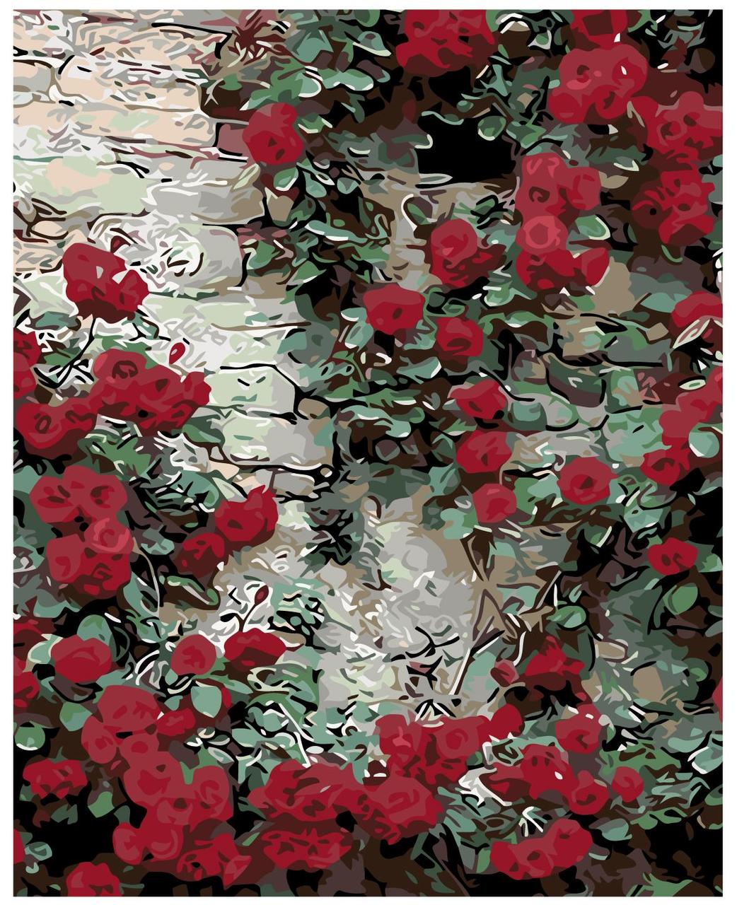 Картина по номерам Розы на стене 40 x 50 | KTMK-36379 | SLAVINA - фото 1 - id-p196791035