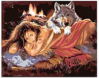 Картина по номерам Девушка и волк 40 x 50 | KTMK-17223 | SLAVINA
