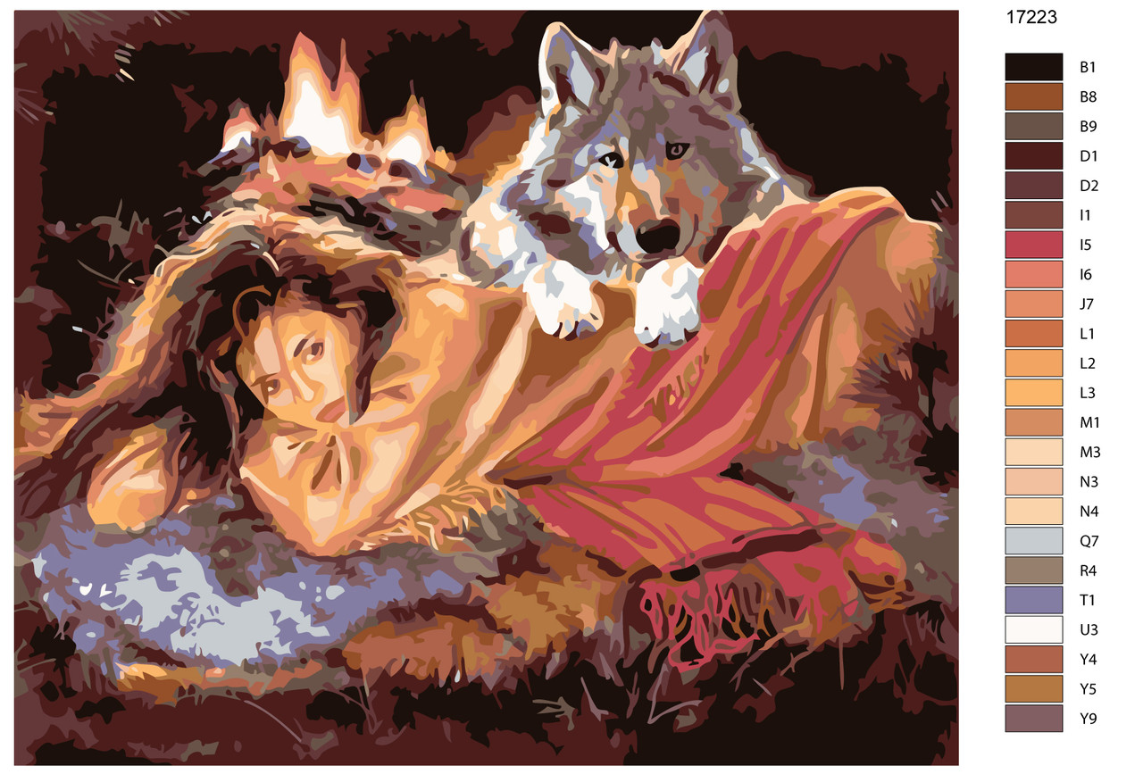 Картина по номерам Девушка и волк 40 x 50 | KTMK-17223 | SLAVINA - фото 2 - id-p196791040