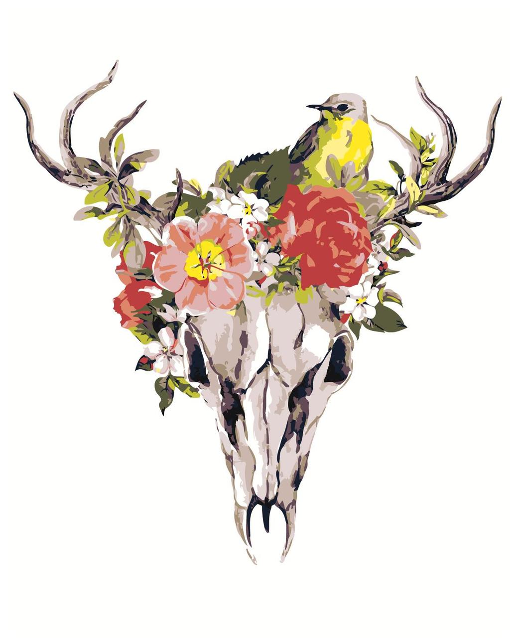 Картина по номерам Череп оленя и цветы 40 x 50 | Z-AB317 | SLAVINA