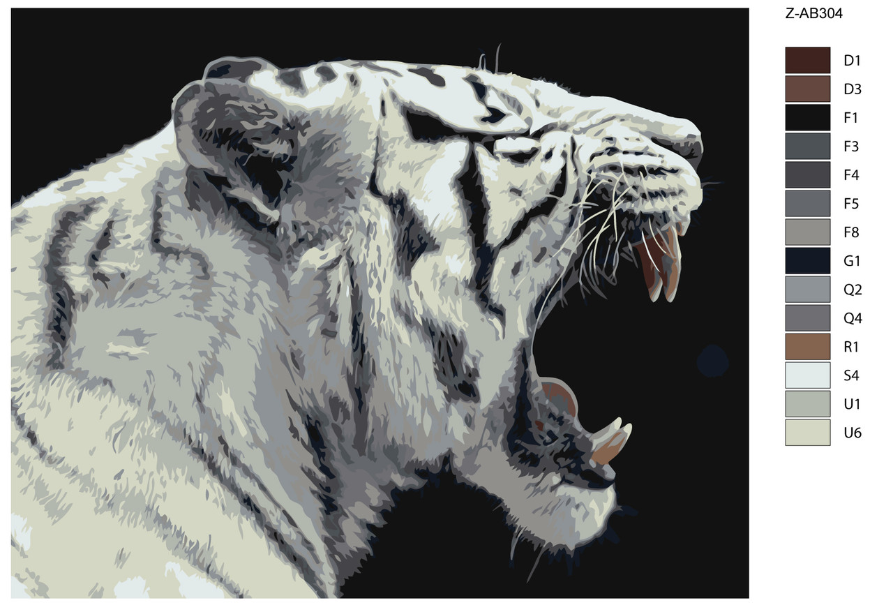 Картина по номерам Рычащий белый тигр 40 x 50 | Z-AB304 | SLAVINA - фото 2 - id-p196790059