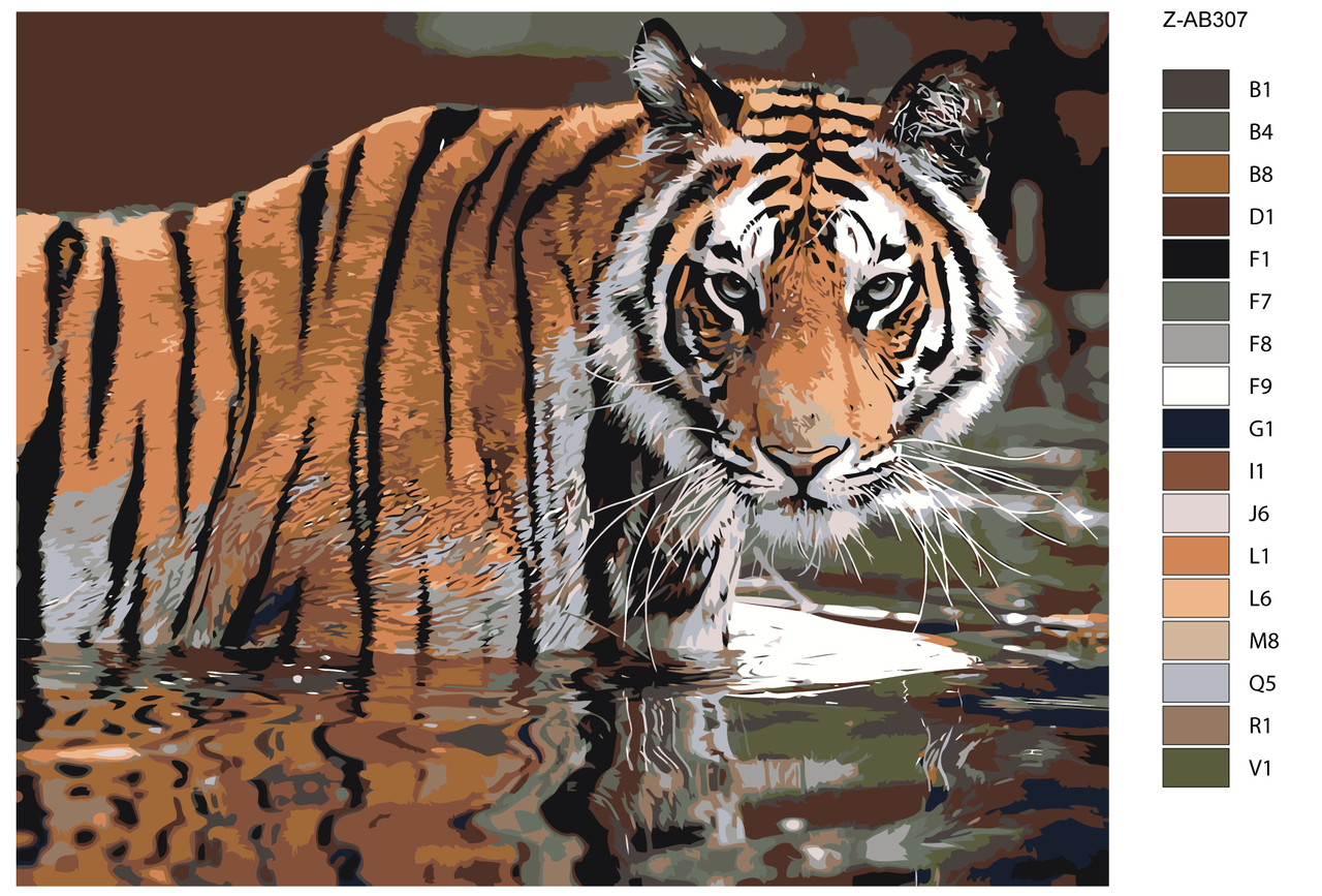 Картина по номерам Тигр в воде 40 x 50 | Z-AB307 | SLAVINA - фото 2 - id-p196790063