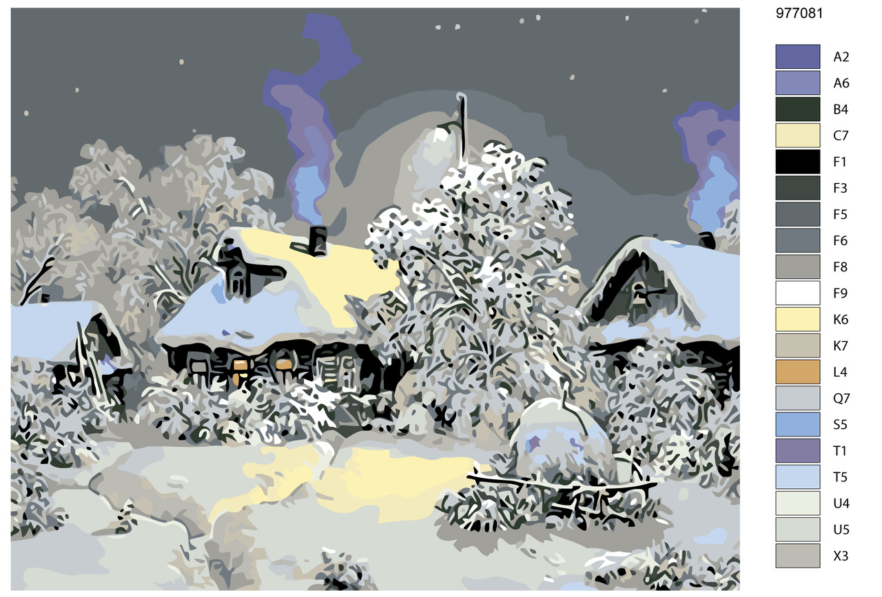 Картина по номерам Зима в деревне 40 x 50 | KTMK-977081 | SLAVINA - фото 2 - id-p196791070