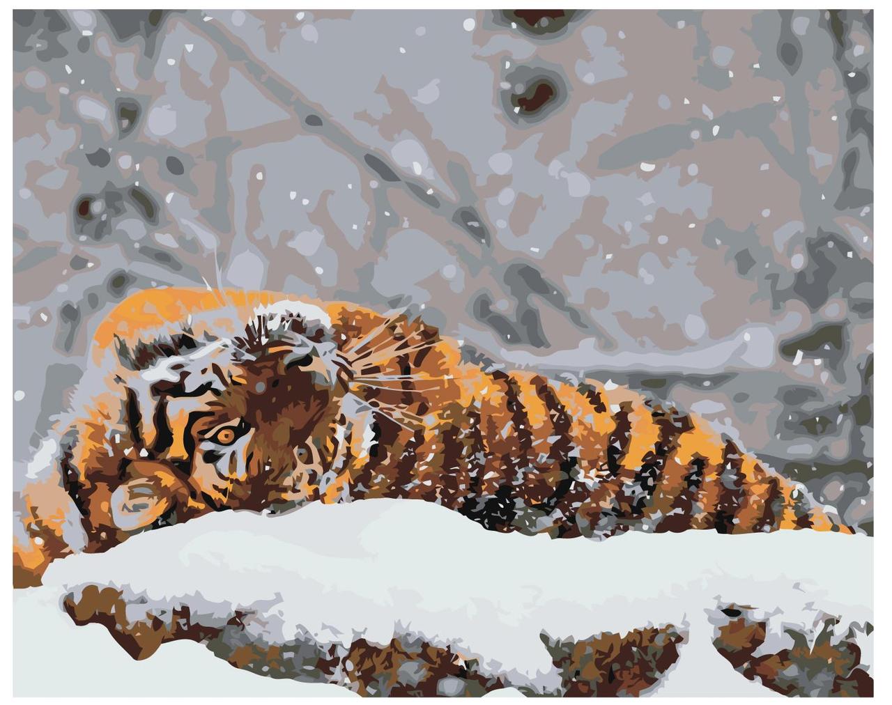 Картина по номерам Тигр на снегу 40 x 50 | Z-AB375 | SLAVINA
