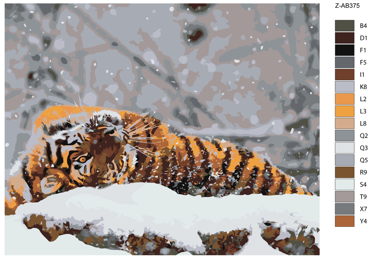Картина по номерам Тигр на снегу 40 x 50 | Z-AB375 | SLAVINA - фото 2 - id-p196790078