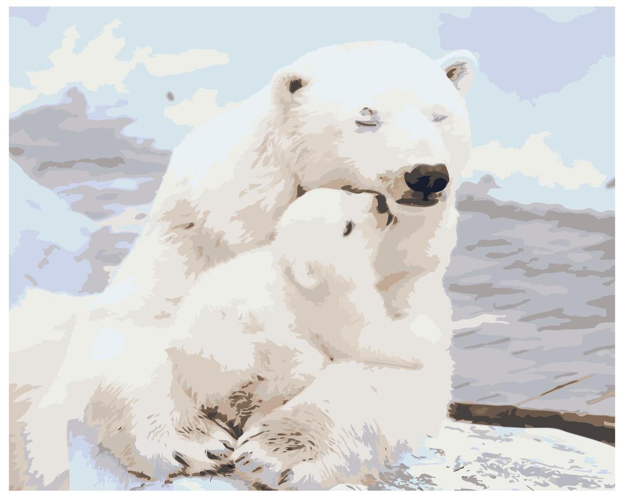 Картина по номерам Белая медведица и ее малыш 40 x 50 | Z-AB373 | SLAVINA - фото 1 - id-p196790079