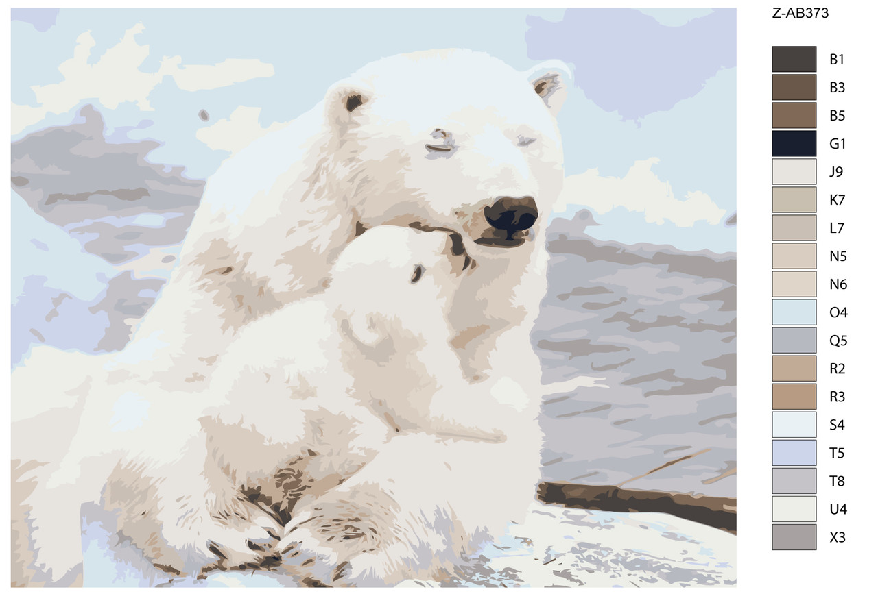 Картина по номерам Белая медведица и ее малыш 40 x 50 | Z-AB373 | SLAVINA - фото 2 - id-p196790079