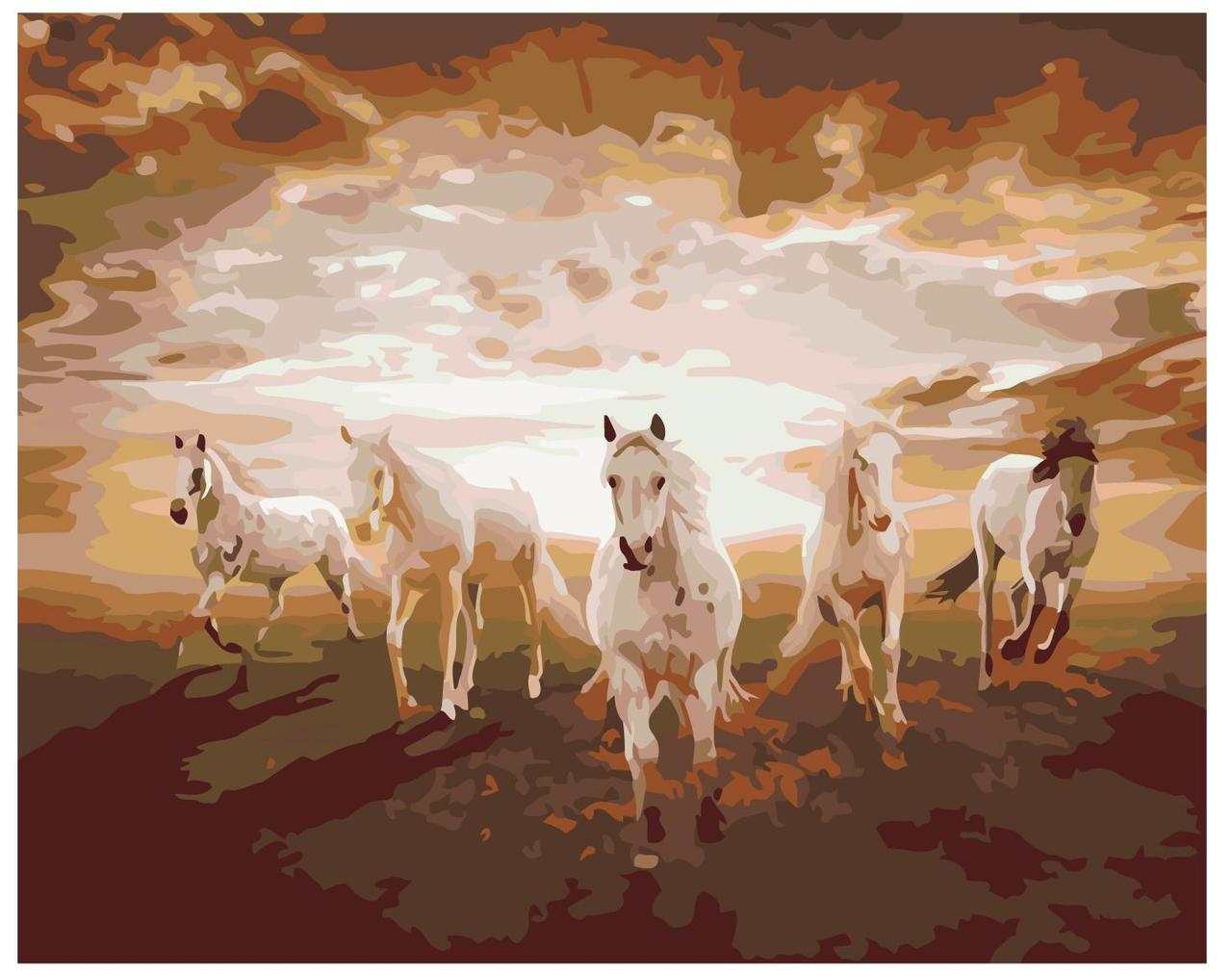 Картина по номерам Табун белых лошадей 40 x 50 | KTMK-85105 | SLAVINA - фото 1 - id-p196791074
