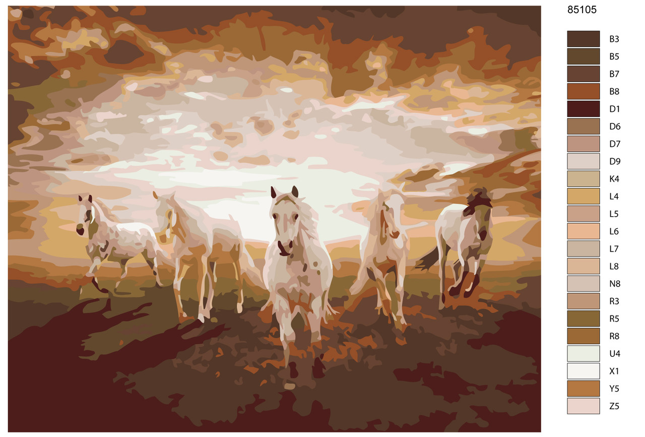 Картина по номерам Табун белых лошадей 40 x 50 | KTMK-85105 | SLAVINA - фото 2 - id-p196791074