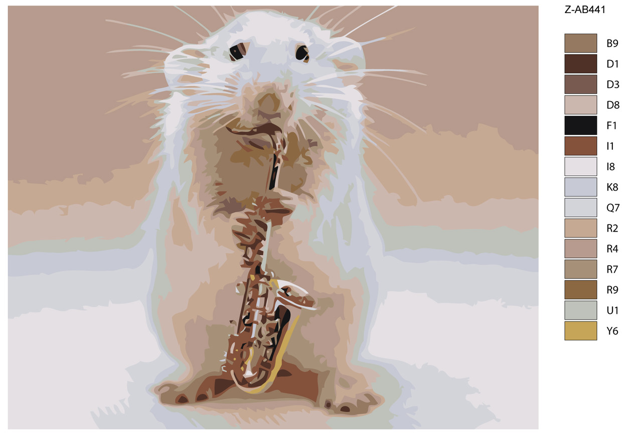 Картина по номерам Мышка саксофонист 40 x 50 | Z-AB441 | SLAVINA - фото 2 - id-p196790099