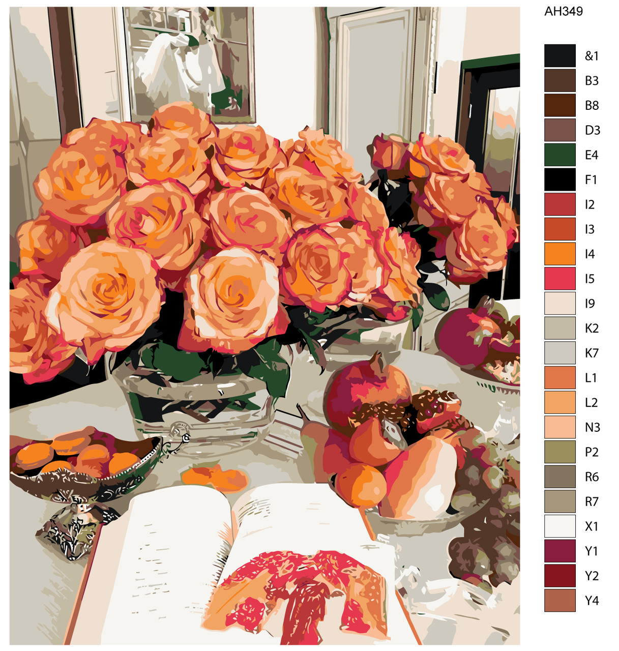 Картина по номерам Розы и фрукты на столе 40 x 50 | ARTH-AH349 | SLAVINA - фото 2 - id-p196791099