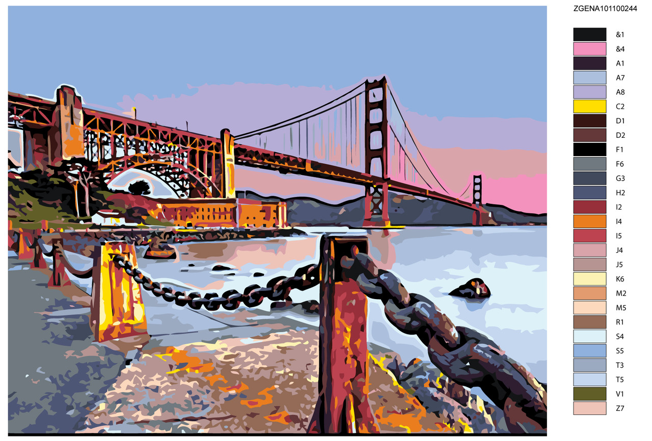 Картина по номерам Мост Сан-Фрациско 40 x 50 | ZGENA101100244 | SLAVINA - фото 2 - id-p196791100