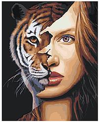 Картина по номерам Девушка-тигр 40 x 50 | RO248 | SLAVINA