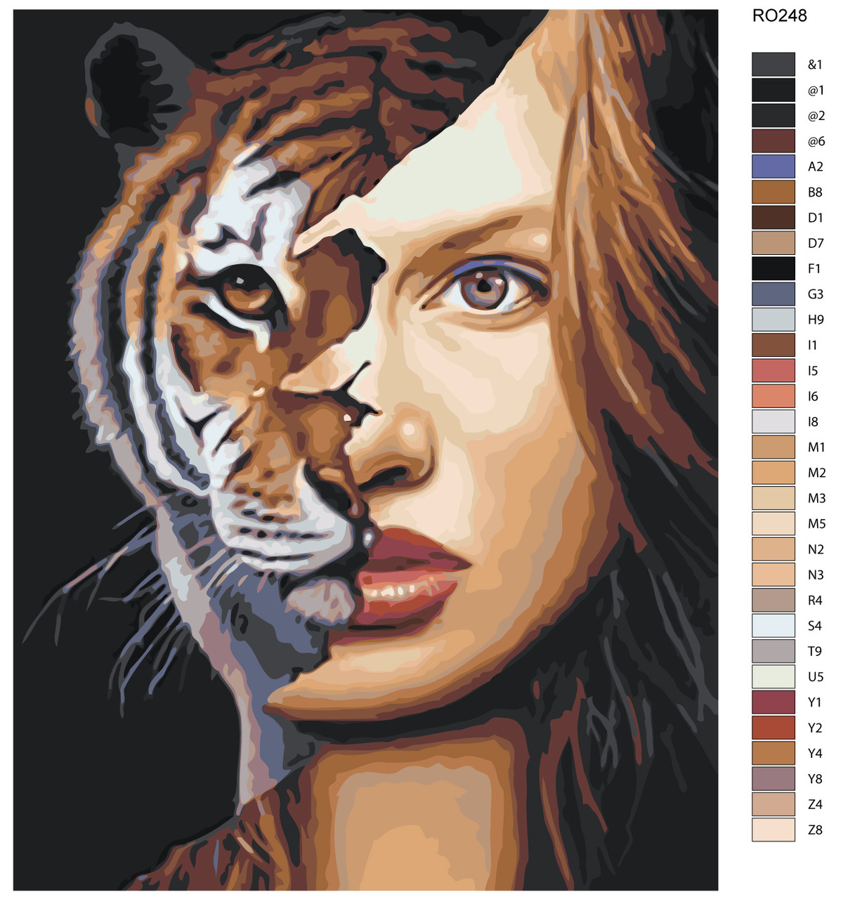 Картина по номерам Девушка-тигр 40 x 50 | RO248 | SLAVINA - фото 2 - id-p196790127