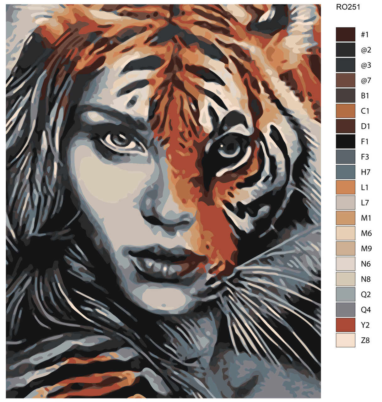 Картина по номерам Девушка-тигр 40 x 50 | RO251 | SLAVINA - фото 2 - id-p196790129