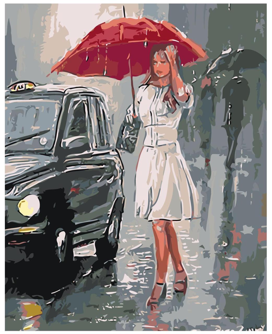 Картина по номерам Девушка под зонтом 40 x 50 | RO89 | SLAVINA - фото 1 - id-p196791125