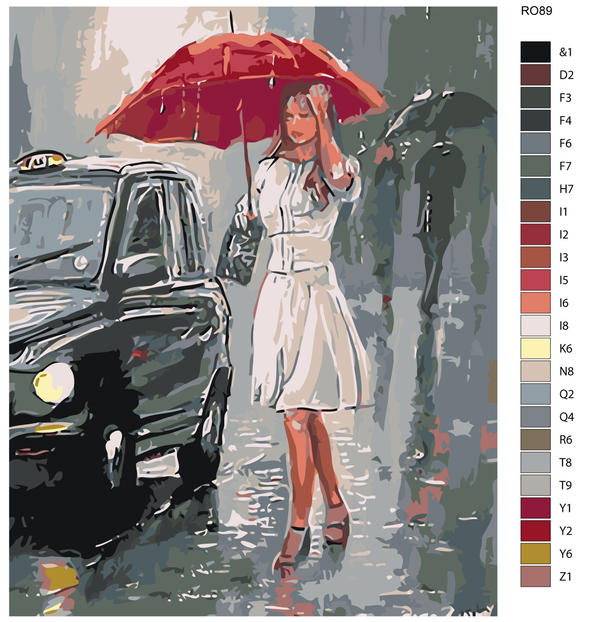 Картина по номерам Девушка под зонтом 40 x 50 | RO89 | SLAVINA - фото 2 - id-p196791125