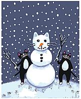 Картина по номерам Коты и снеговик 40 x 50 | A448 | SLAVINA