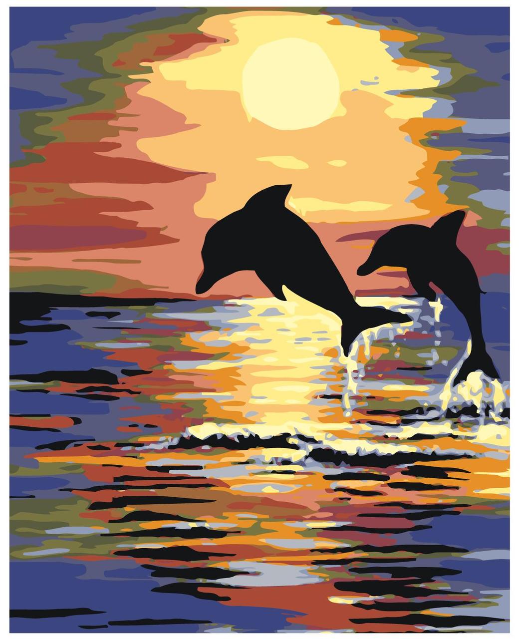 Картина по номерам Дельфины на закате 40 x 50 | RA122 | SLAVINA