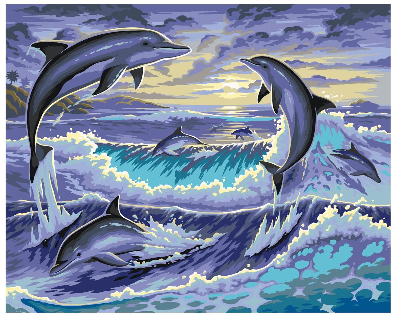 Картина по номерам Озорные дельфины 40 x 50 | RA123 | SLAVINA