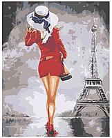 Картина по номерам Леди в красном в Париже 40 x 50 | Z-AB37 | SLAVINA