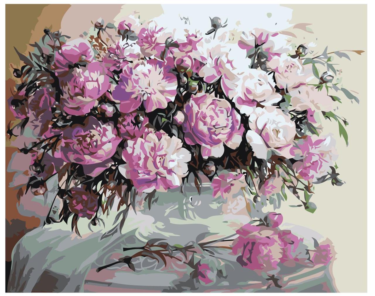 Картина по номерам Розовые пионы на столе 40 x 50 | Z-AB25 | SLAVINA - фото 1 - id-p196791209