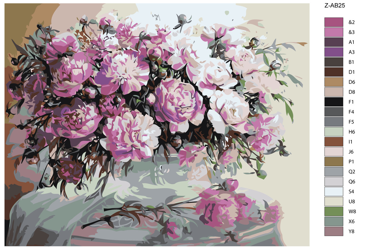 Картина по номерам Розовые пионы на столе 40 x 50 | Z-AB25 | SLAVINA - фото 2 - id-p196791209