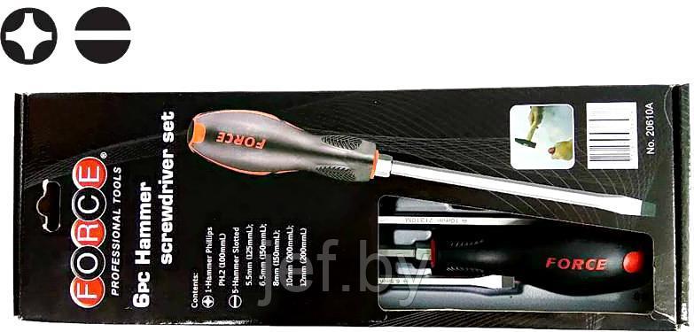 Набор ударных отвёрток 6 предметов (ложемент в картоне) FORCE 20610A