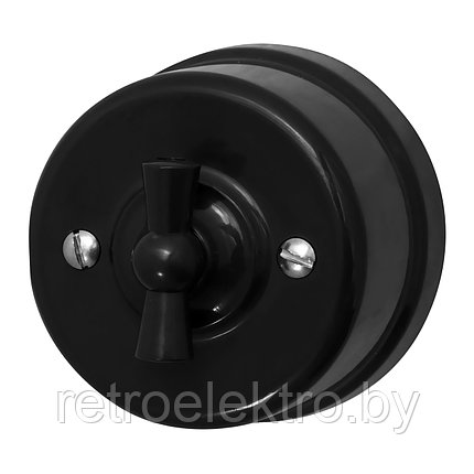 Выключатель 1-клавишный ПЛАСТИК Черный, Bironi, фото 2