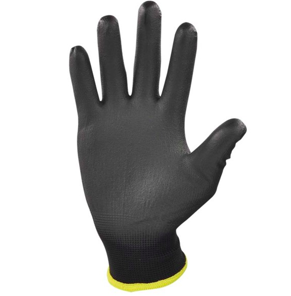 Перчатки черные из полиэстра с черным ПУ покрытием на ладони, размер 8 - фото 1 - id-p196800619