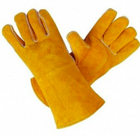 Перчатки кожаные (спилковые) желтые на подкладке