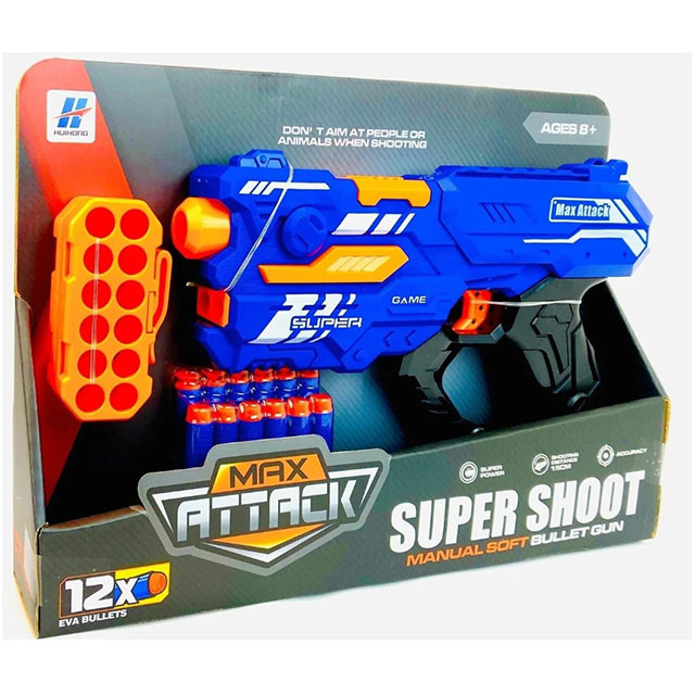 Детский бластер-пистолет Max Attack Super Shoot мягкие пули - фото 1 - id-p196800722