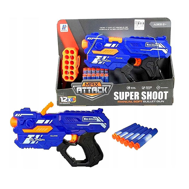 Детский бластер-пистолет Max Attack Super Shoot мягкие пули - фото 4 - id-p196800722