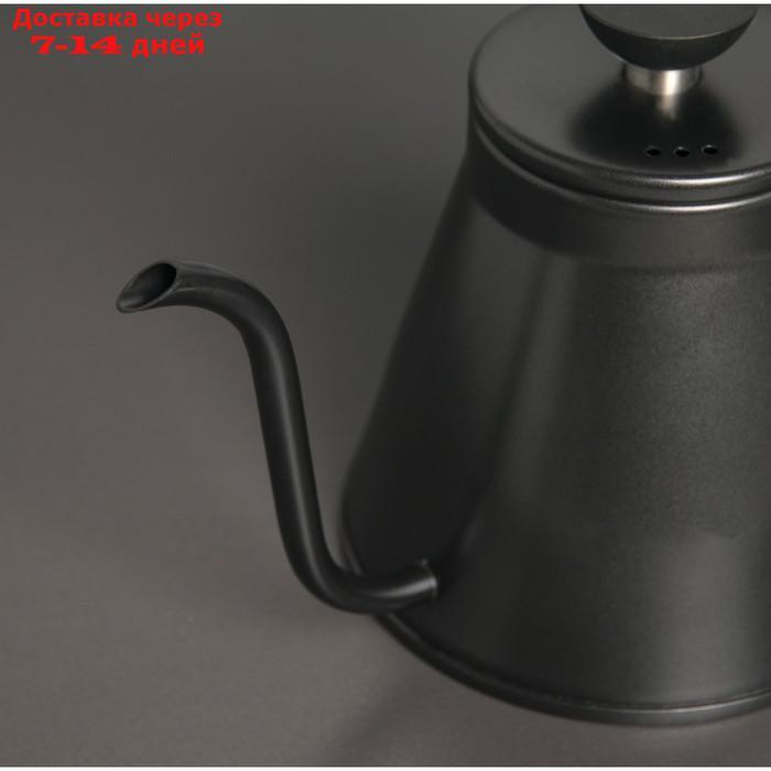 Кофейник с длинным носиком "Пуровер", 1,2 л, 304 сталь, цвет чёрный - фото 2 - id-p196779328