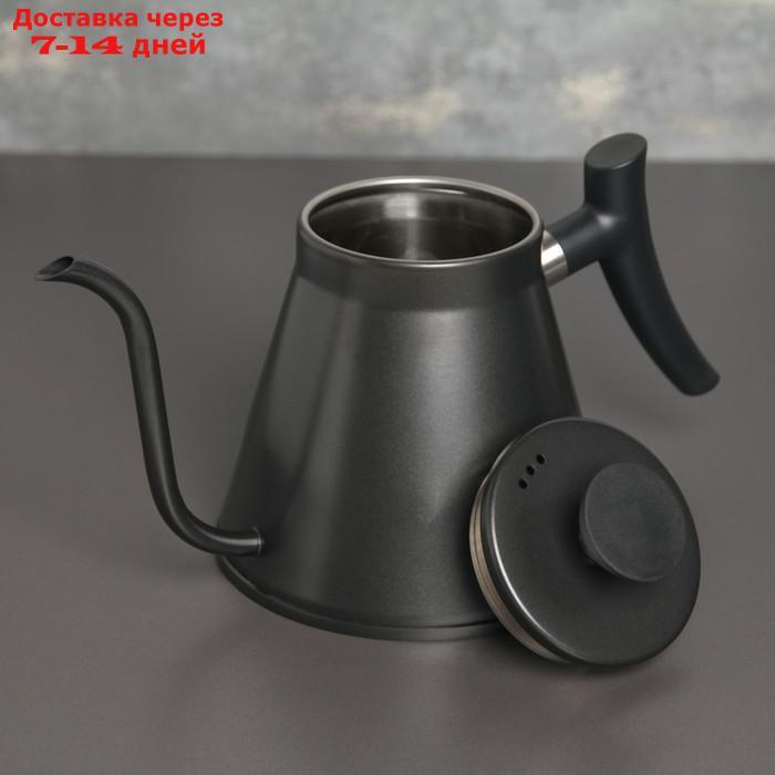 Кофейник с длинным носиком "Пуровер", 1,2 л, 304 сталь, цвет чёрный - фото 3 - id-p196779328