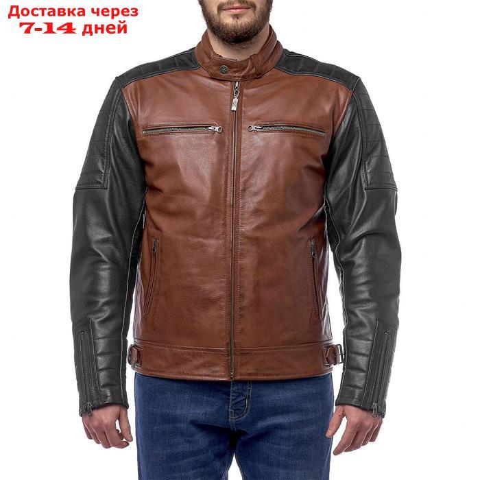 Куртка Bravo 7, кожа, коричневый, чёрный, XL - фото 1 - id-p196776559