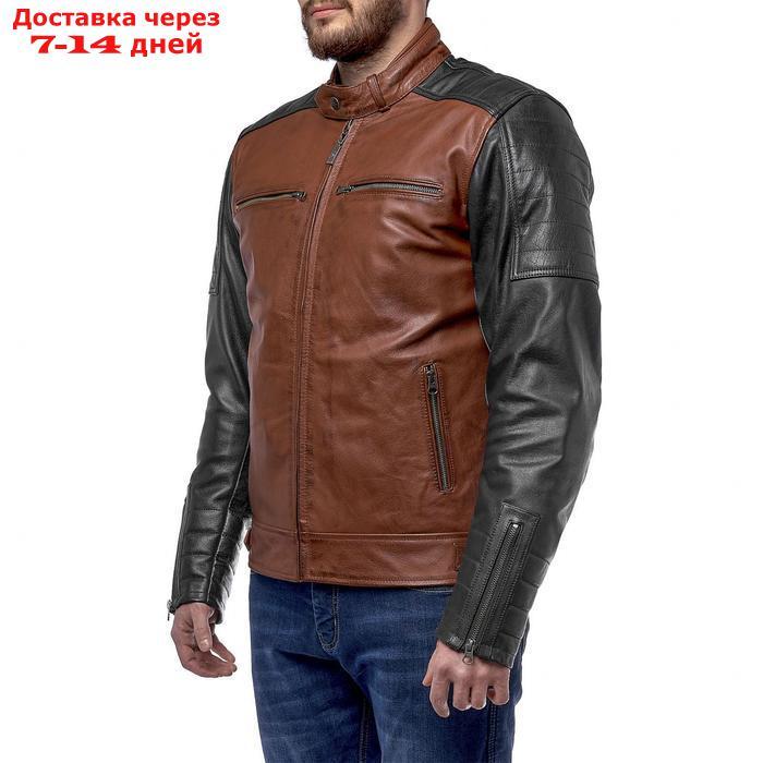Куртка Bravo 7, кожа, коричневый, чёрный, XL - фото 2 - id-p196776559