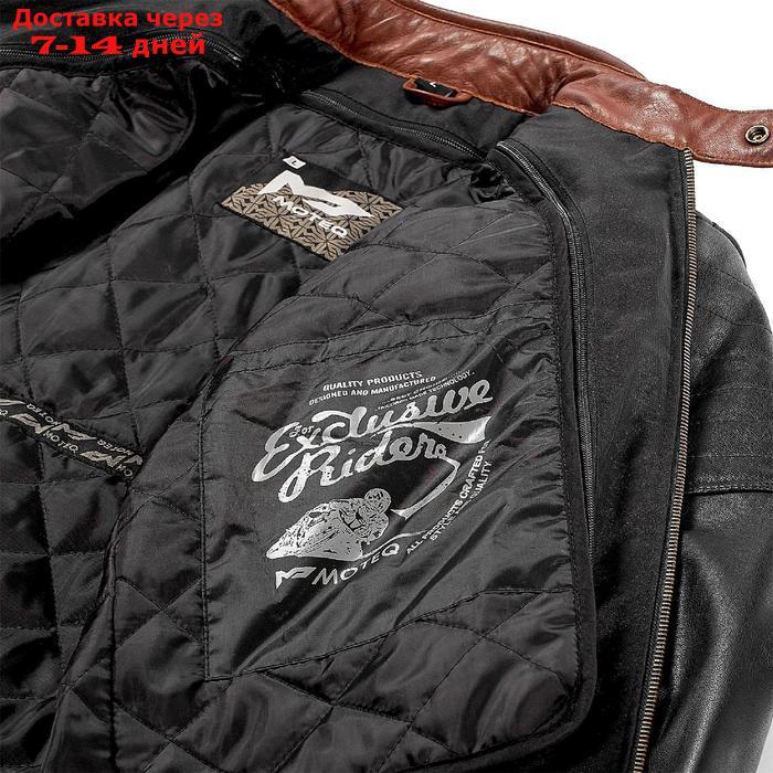 Куртка Bravo 7, кожа, коричневый, чёрный, XL - фото 6 - id-p196776559