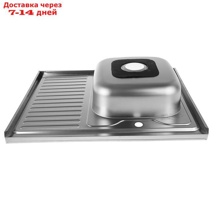 Мойка кухонная Accoona AC6080-R, накладная, правая, толщина 0.6 мм, 800х600х165 мм, декор - фото 3 - id-p196780505