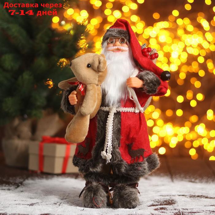 Дед Мороз "В красной шубке с мишкой" 16х30 см - фото 1 - id-p196777587