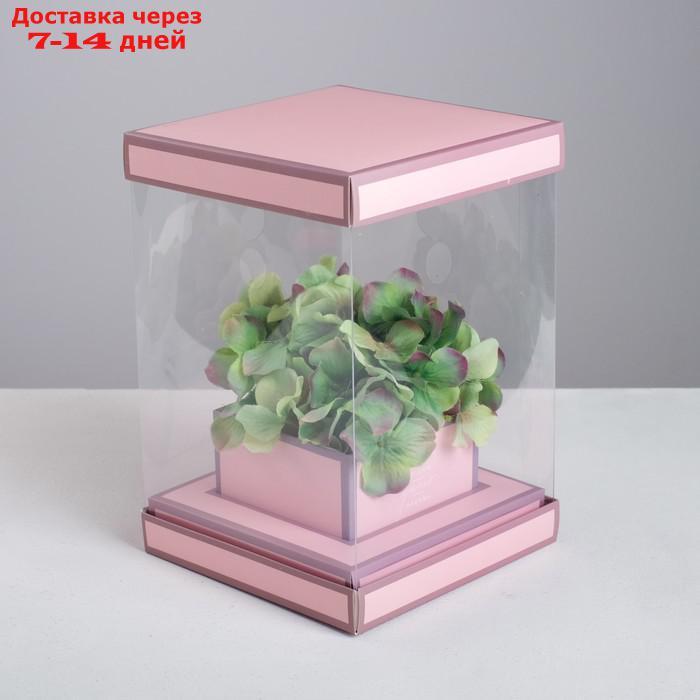 Коробка для цветов с вазой и PVC окнами складная "Вдохновение", 16 х 23 х 16 см - фото 1 - id-p196781595