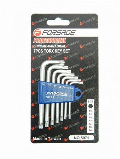 Набор ключей торкс Г-образных 7пр. в пластиковом держателе Forsage F-5071 - фото 1 - id-p196802747