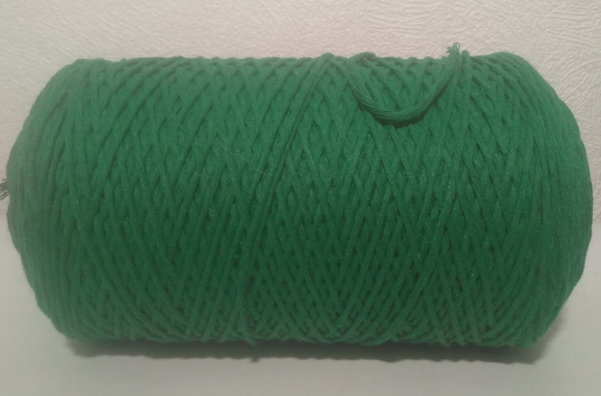 Шпагат, пряжа хлопковая 500 метров зелёная 2мм (800 текс) - фото 3 - id-p196812050