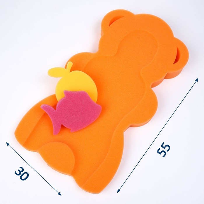 Подкладка для купания макси «Мишка», цвет желтый/оранжевый, 55х30х6см - фото 1 - id-p196822393