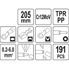Клещи автоматические многофункциональные 205мм с соединителями (набор 191шт)"Yato" YT-23133, фото 2