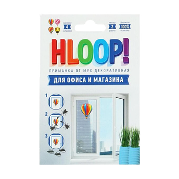 HLOOP! ХЛОП приманка-наклейка от мух декоративная, 4 шт  (шары)