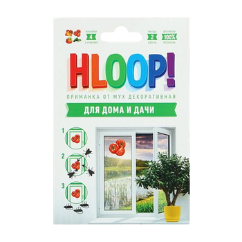 HLOOP! ХЛОП приманка-наклейка от мух декоративная, 4 шт (овощи)