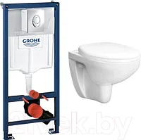 Унитаз подвесной с инсталляцией GROHE Bau 39427000 + 39493000 + 38721001